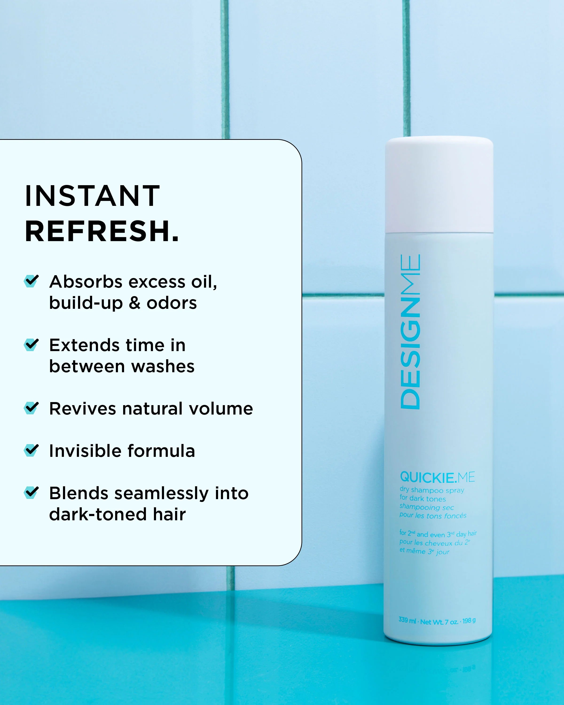Quickie.me dry shampoo spray (tons foncés)