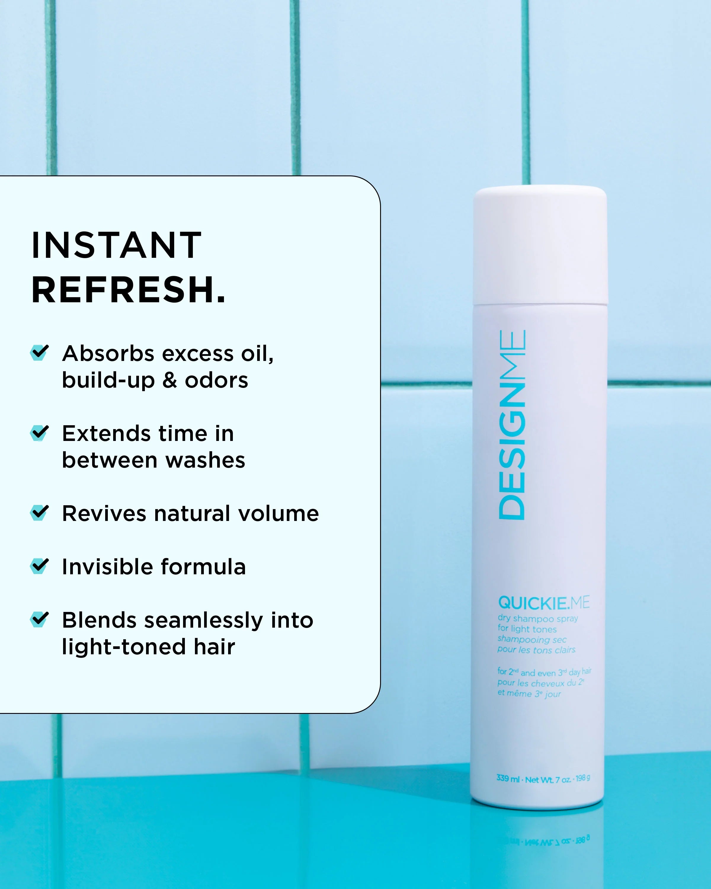 Quickie.me dry shampoo spray (tons clairs)